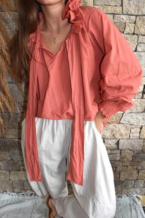 Larc Poet Blouse Indian Red